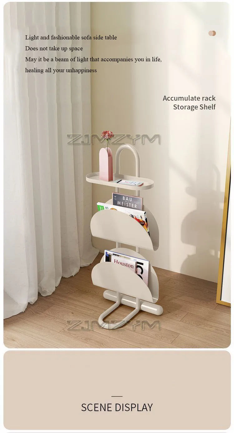 3-Tier Save Space Side Table Removable Sofa Side Cabine Living Room Balcony Coffee Table Magazine Bookcase Bedroom Bedside Shelf