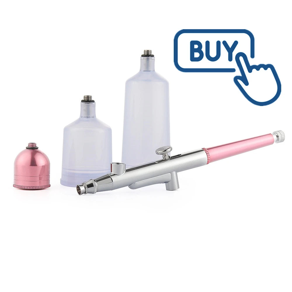 Top 0.3mm Pink Mini Air Compressor Kit Air-Brush Paint Spray Gun Airbrush For Nail Art Tattoo Craft Cake Nano Fog Mist Sprayer