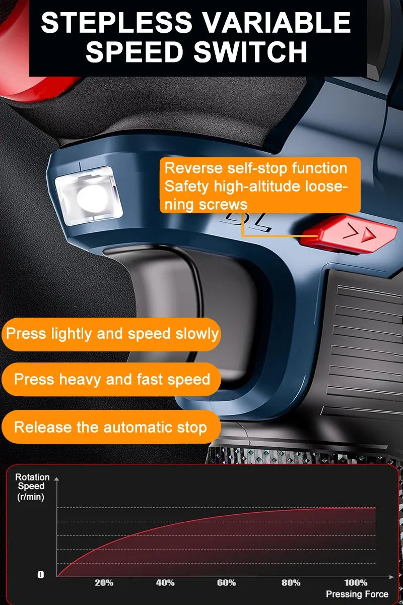 16.8V Brushless 70N.m Electric Cordless Drill 160N.m Impact Driver Screwdriver Household Multifunction Hit Power Tools