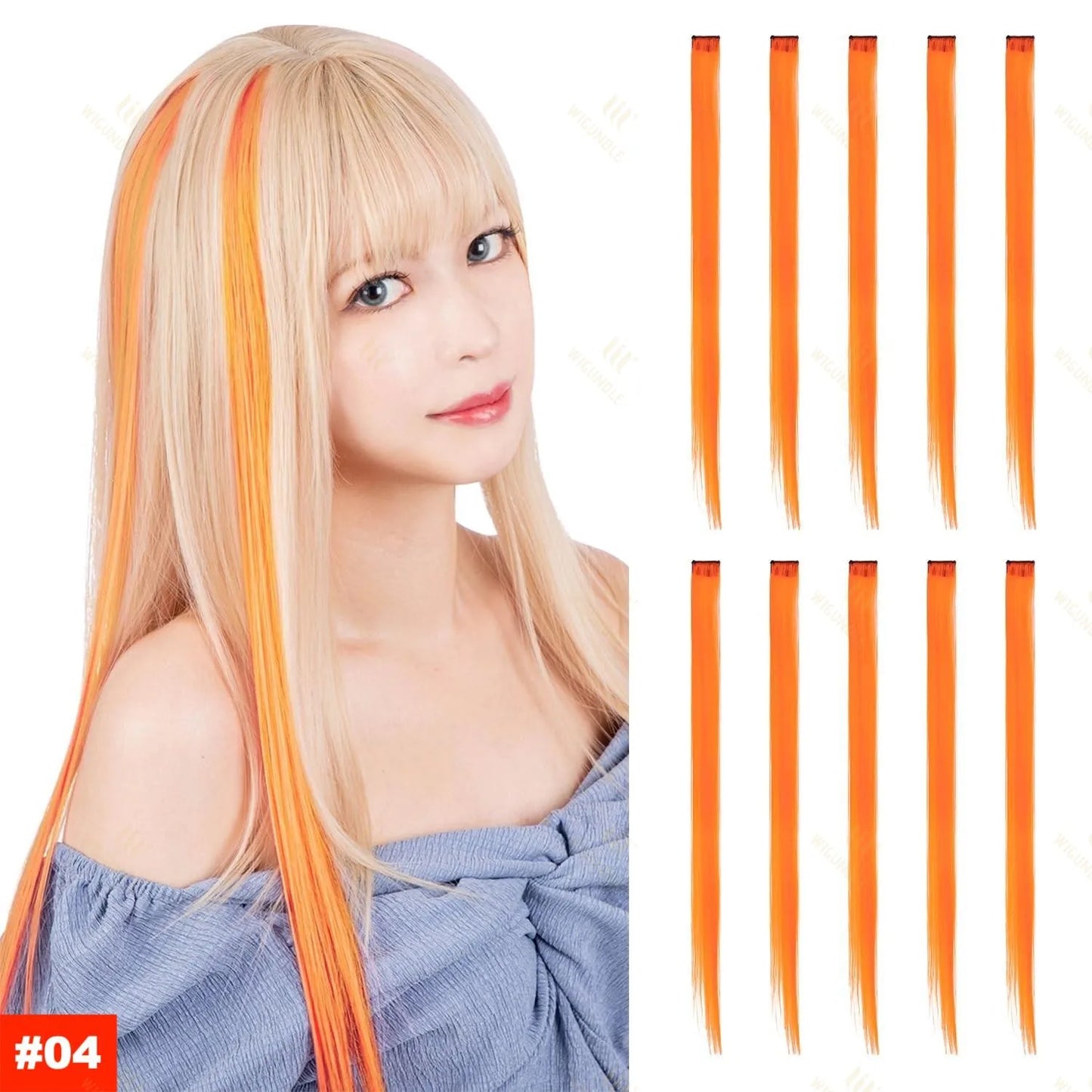 18 Color Clip Style Hair Extensions 22 Inch Color Hair Extensions High Gloss Long Straight Synthetic Wig For Children Women