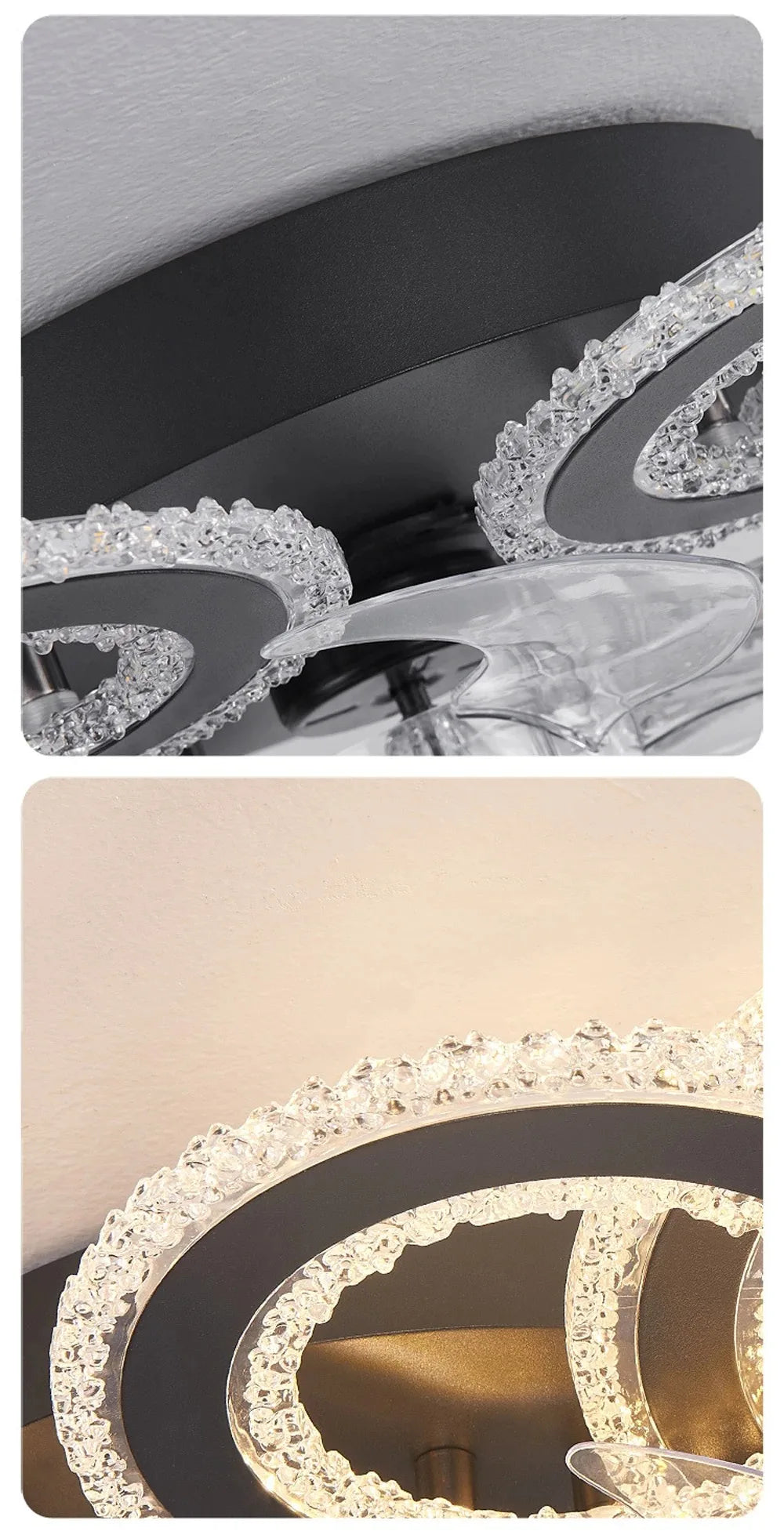 Smart Ceiling Fan with Lights Remote Control 6 Speeds Modern Circular Ring LED Fan Lamp Fixtures Kitchen Bedroom Home Fan Lamp