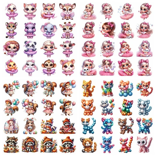 Snowflake Pink Princess Animal Iron On Heat Transfer Sticker For Toy doll Clothes Pinted Vinyl Thermal Washable T-Shirt Deca