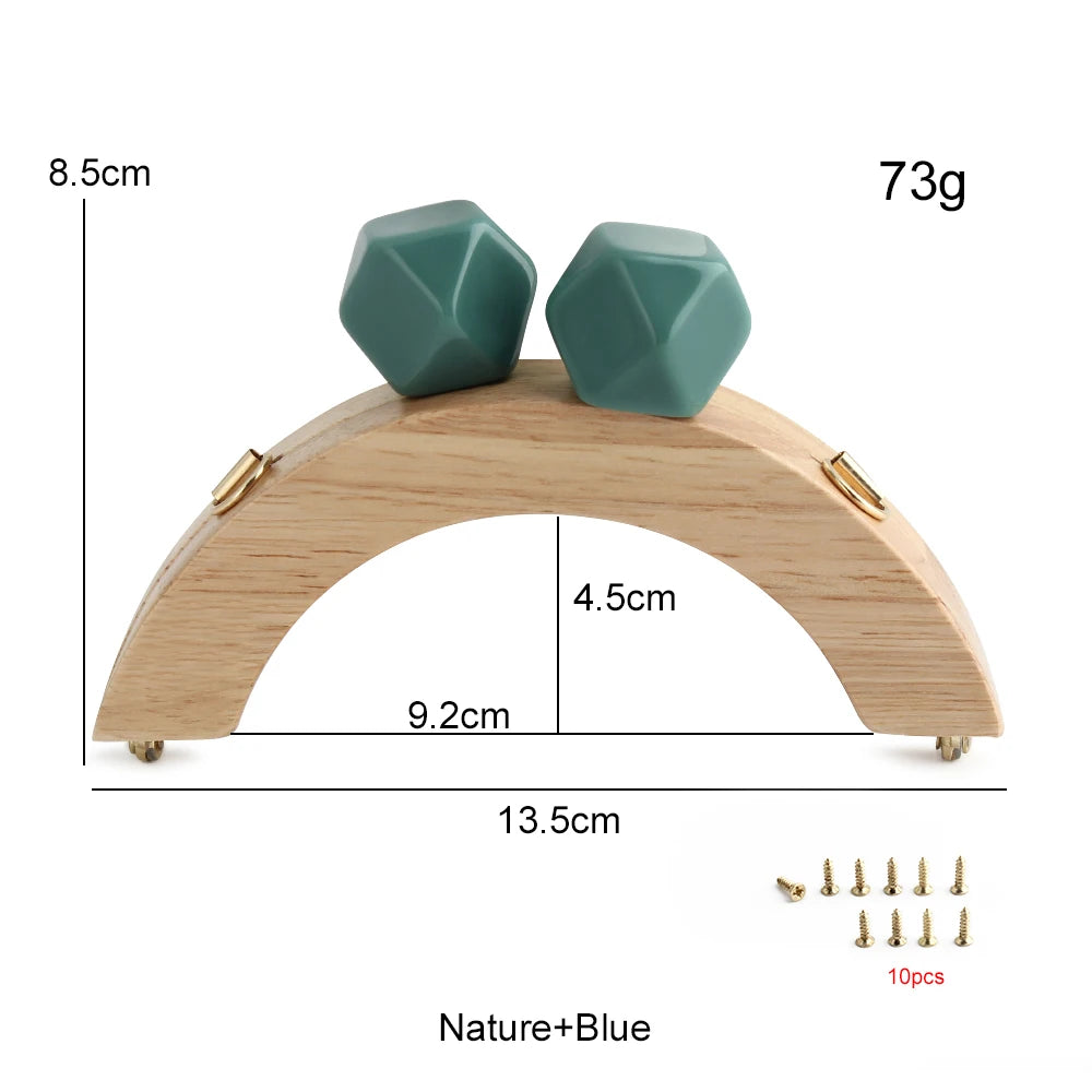 1PC Mini Handbag Bag Frame Matching Lock Wooden Bag Arched Bridge Handle with Colorful Resin Beads DIY Handicraft Accessories