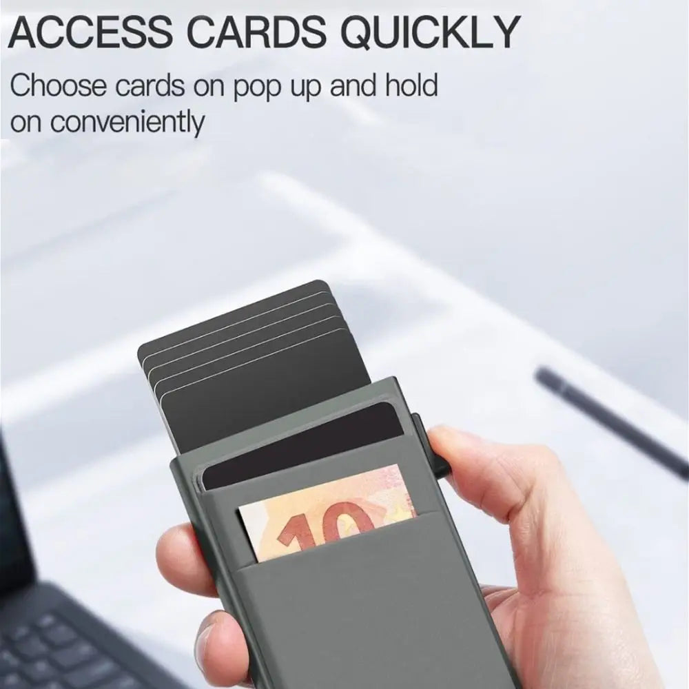 Automatic RFID Anti-Theft Card Holder Screw Reinforcement Metal Box Bottom Men's Card Box Aluminum Alloy Material RFID Blocking