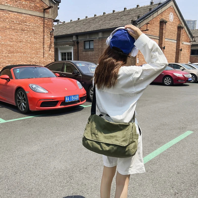 Women's Messenger Bag Vintage Handbag Canvas Teenager Shoulder Tote Bags Casual Handbag Crossbody Bag