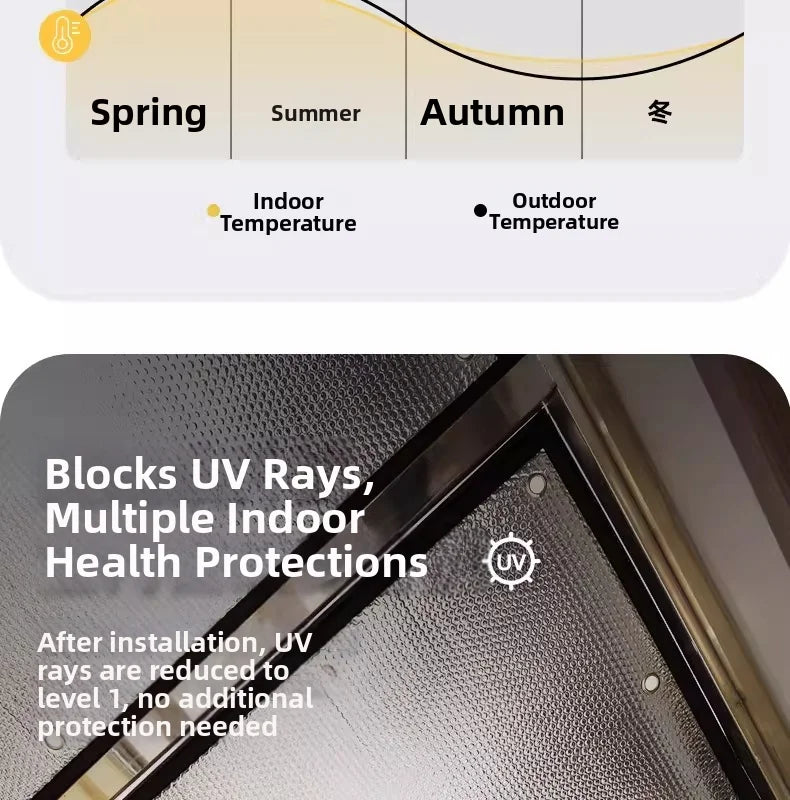 Double Sided Aluminum Foil Sun Block Curtain Retractable Heat Insulation Roller Blind Anti-UV Heat Insulation Window Sunscreen