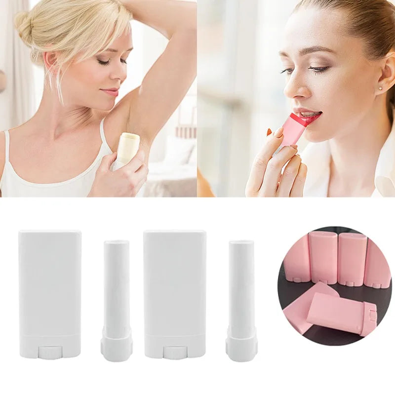 100pcs 15g Plastic Oval Lip Balm Tubes Travel Deodorant Containers Perfume Homemade Solid Lotion Portable Makeup Lipstick Tubes