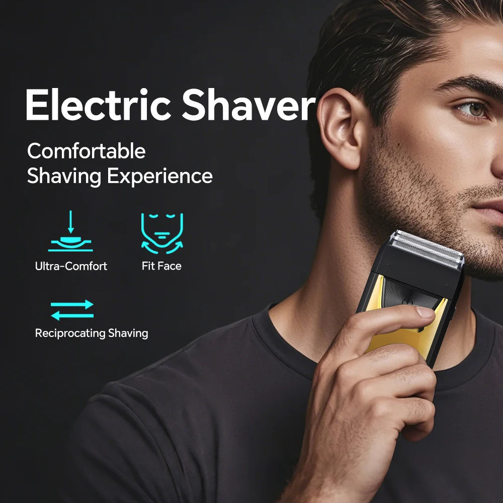 USB men's electric LED digital portable shaver with built-in rear blade for shaving hair and sideburns, compact shaving