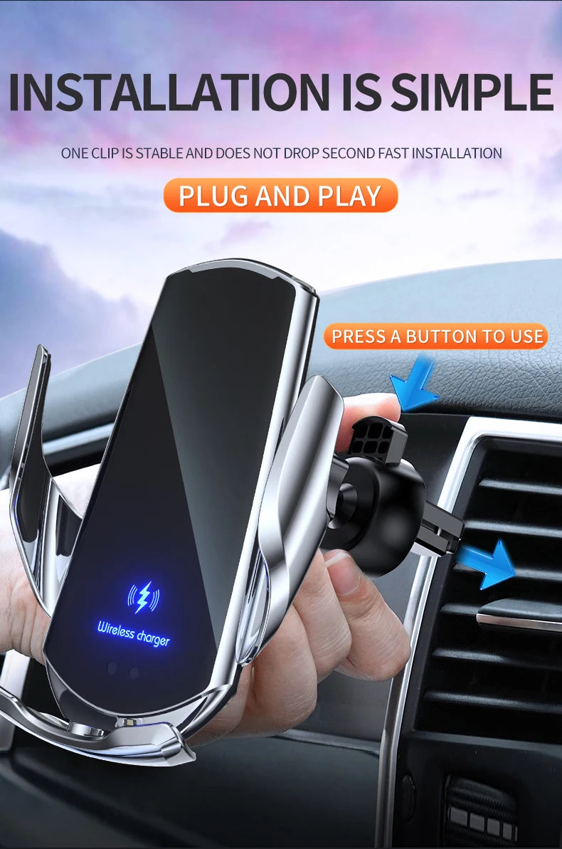 Car Wireless Charger Air Vent Car Phone Holder Fast Charging Station Car Bracket For iPhone 17 16 15 14 Samsung Xiaomi Oppo Vivo