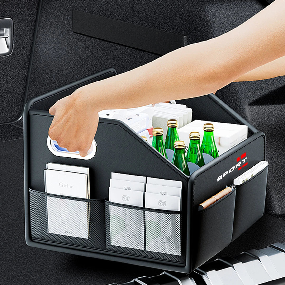 Universal Car Trunk Organizer Box Collapsible Multi Compartment Car Organizer