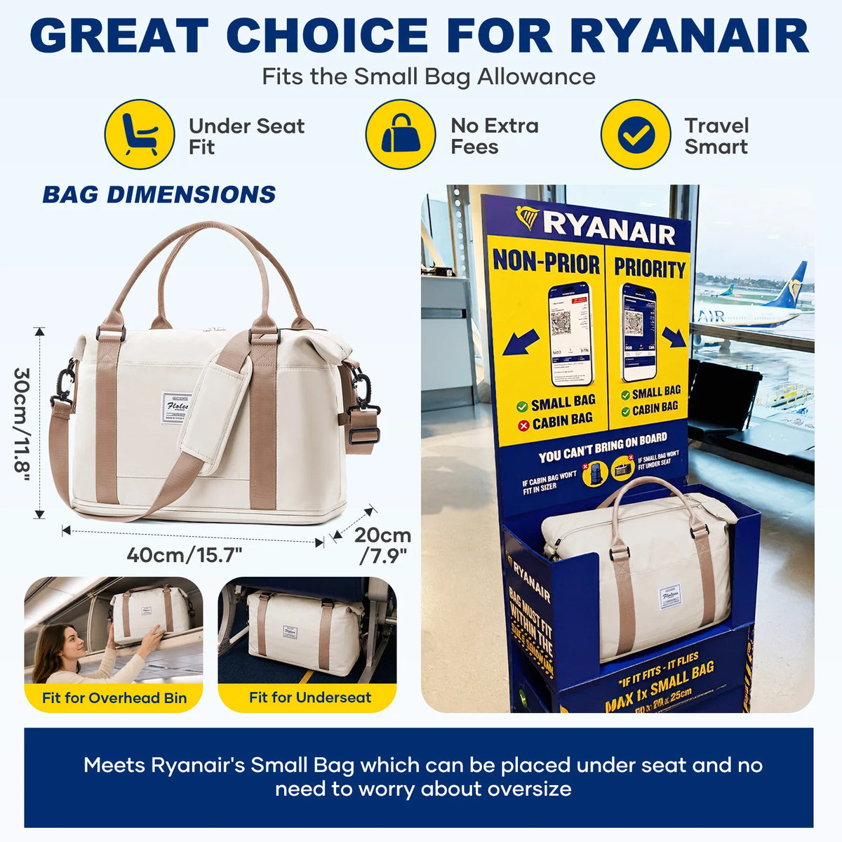Weekend Bags for Women Travel Bag Ryanair Cabin Bag 40x30x20 Foldable Hand Luggage Travel Bag for Men Waterproof Gym Sports Bag