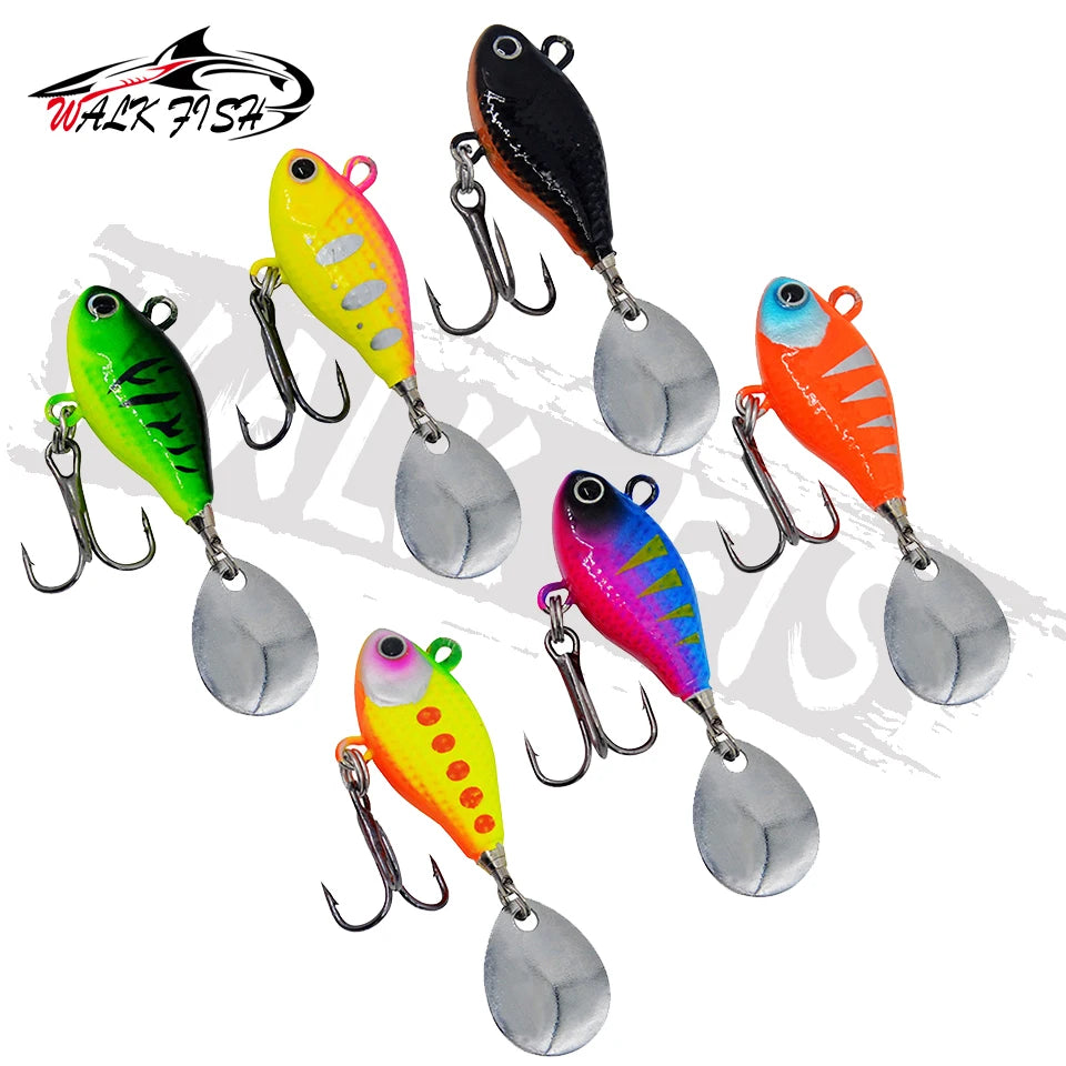 WALK FISH New 15g Metal Vib Rotating Spoon Wobbles Vibration Fishing Lures for Pike Bass Winter Jigs Pesca Fishing Tackle