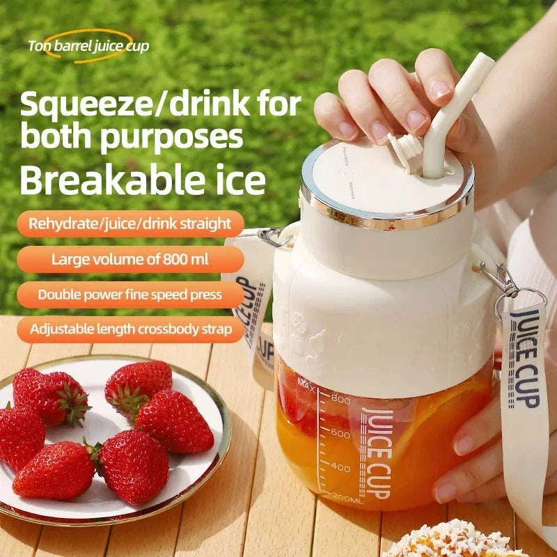 Wireless Portable Juicing Bucket Electric 800ml Sports Cup Fresh Fruit Juicer With Large Capacity and 10 Stainless Steel Blades