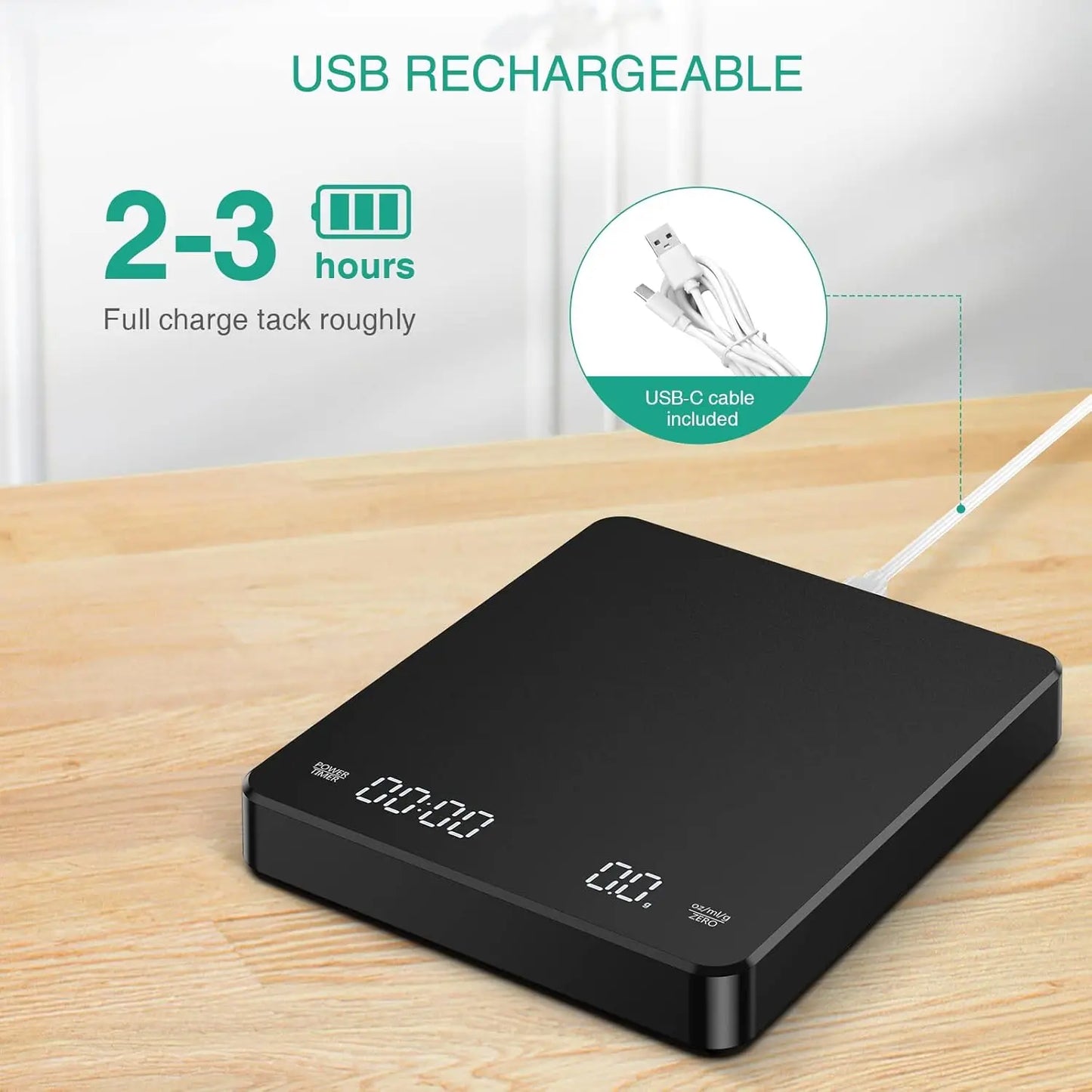 Household Electronic Kitchen Scale, High-precision Digital Coffee Scale with Timer, Small Platform Scale for Baking Food, Portab