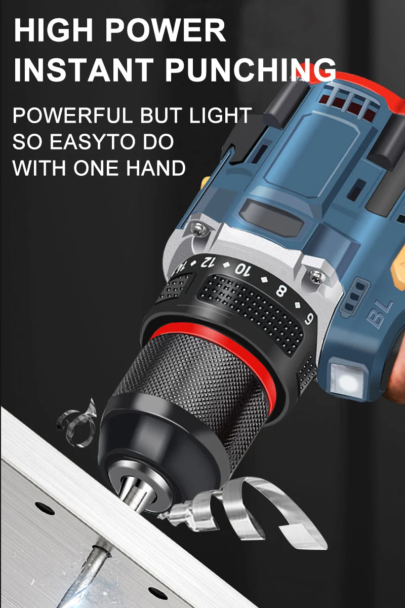 16.8V Brushless 70N.m Electric Cordless Drill 160N.m Impact Driver Screwdriver Household Multifunction Hit Power Tools