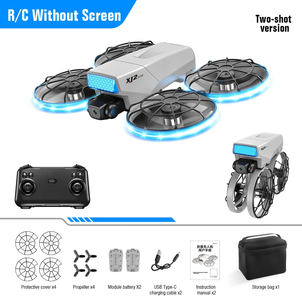 XJ2 Mini Drone 8K HD Camera, Foldable Brushless RC Quadcopter, Remote Control Toy for Kids Teens Beginners Gift Drone