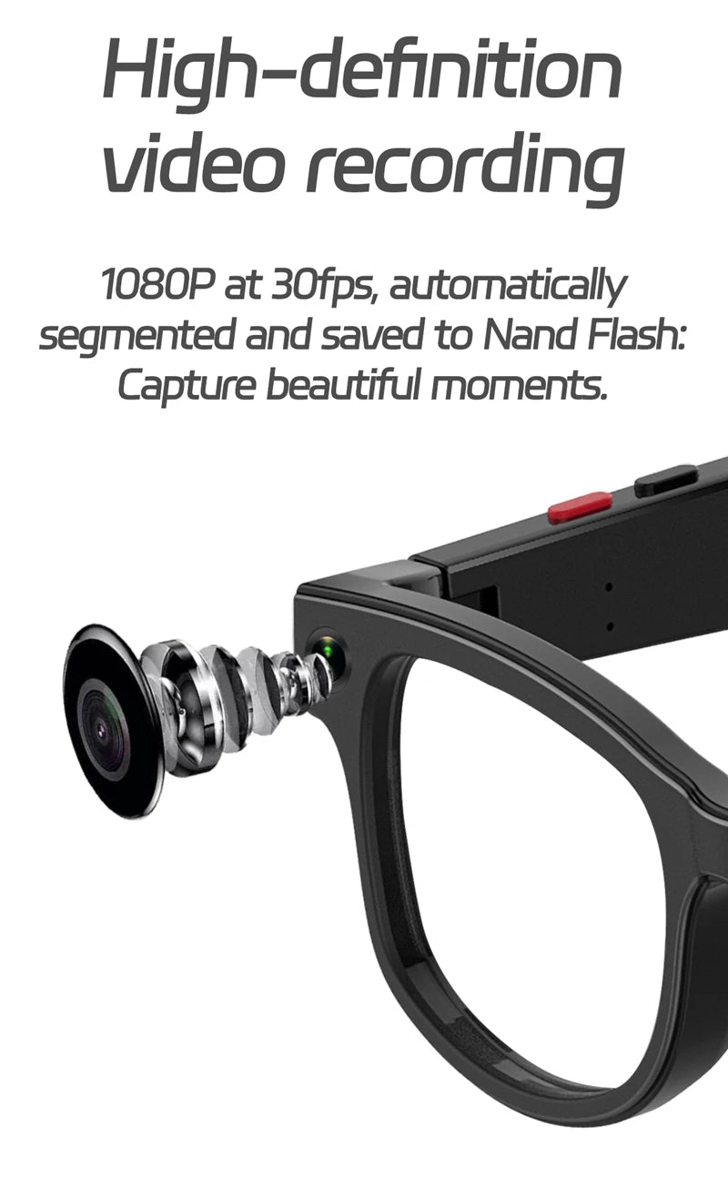 JRF 4K Smart AI Glasses 800W Pixel AI Shooting Camera HDPhoto Video Voice Call Music Translation Waterproof Bluetooth AI Glasses