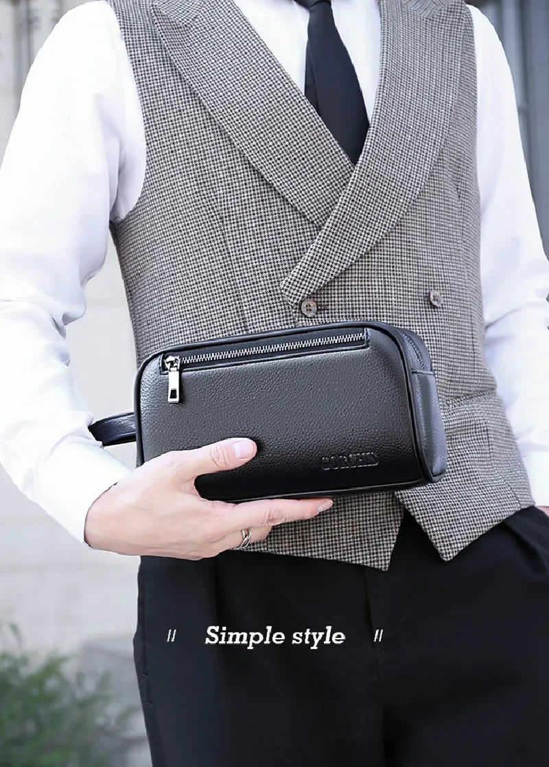 High Quality Genuine Leather Men Clutch Bags Fashion Business Clutches Card Pack Phone Coin Purses Travel Anti-theft Wallet Male
