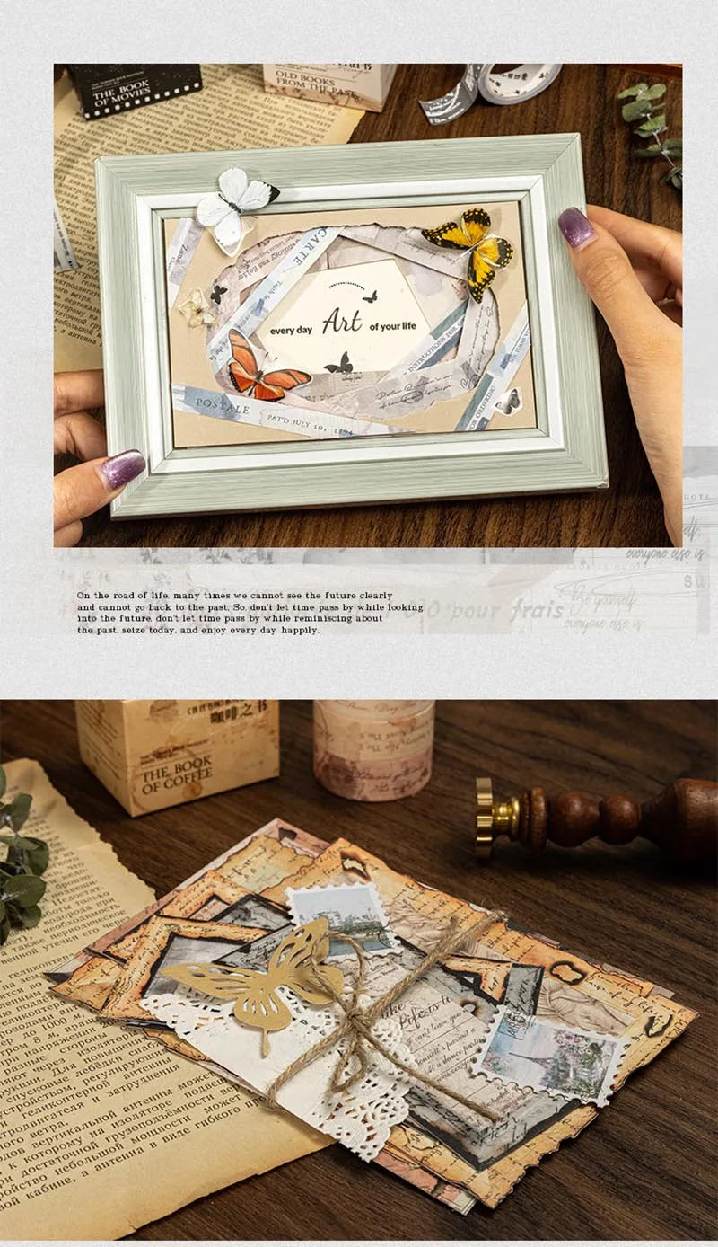 4Pc/Set Former Book Pavilion Series Paper Tape Washi Masking Decorative Collage Adhesive DIY Scrapbooking Hand Made Stationery