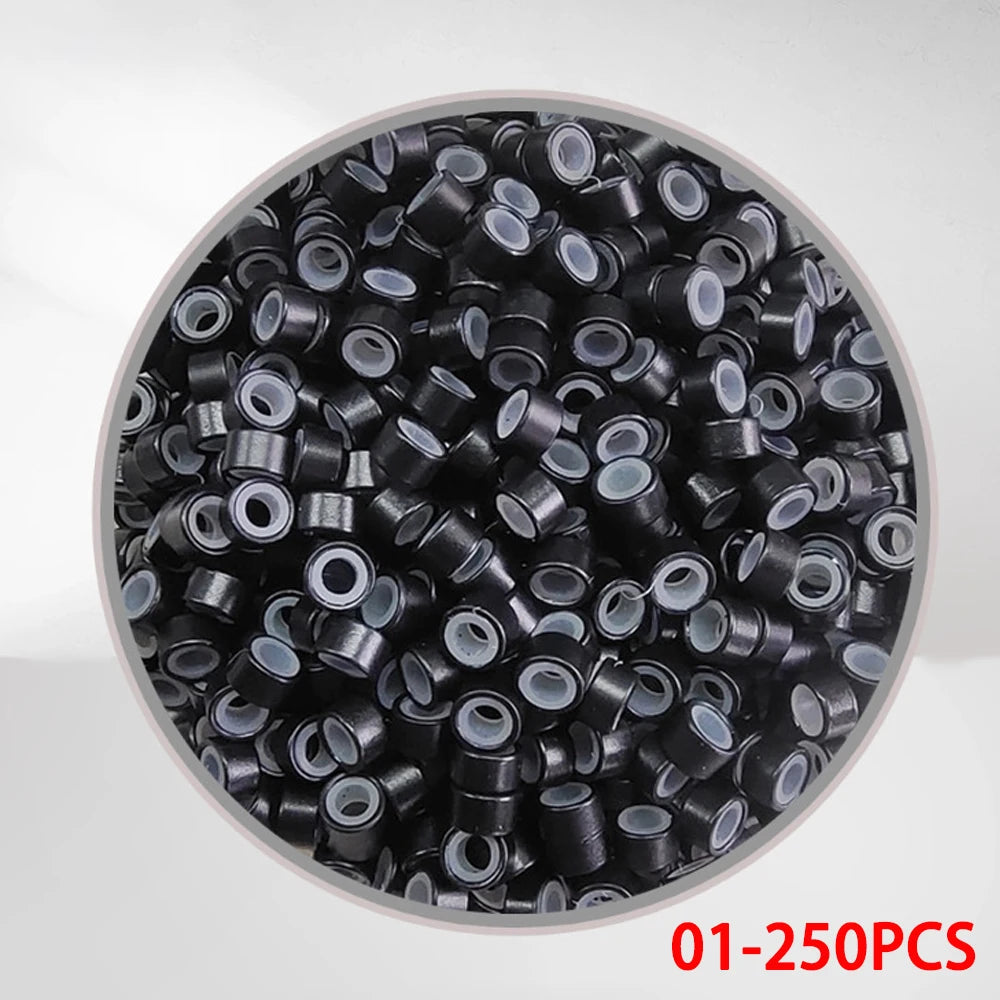 Wig installation kit includes hair extensions pliers, Beading tool and 250pcs silicone rings for hair extension accessories