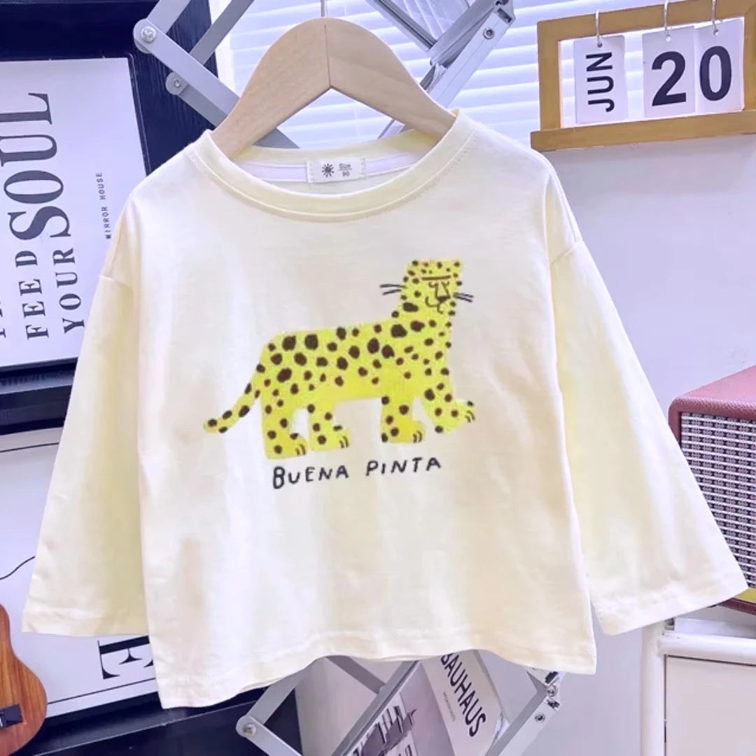 kids shirts 2024 new autumn full sleeve baby girls tops boys tees cotton children clothing cartoon kids t-shirts