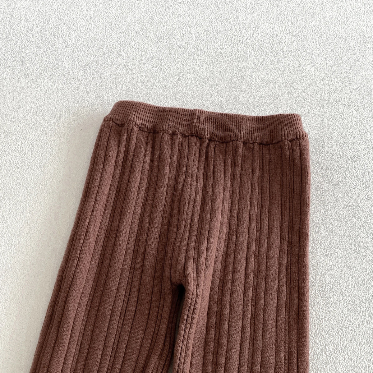 2026 Fall/Winter New Collection Girls' Set, Infant Bow Ruffled Trim Solid Color Knit Top and Pants
