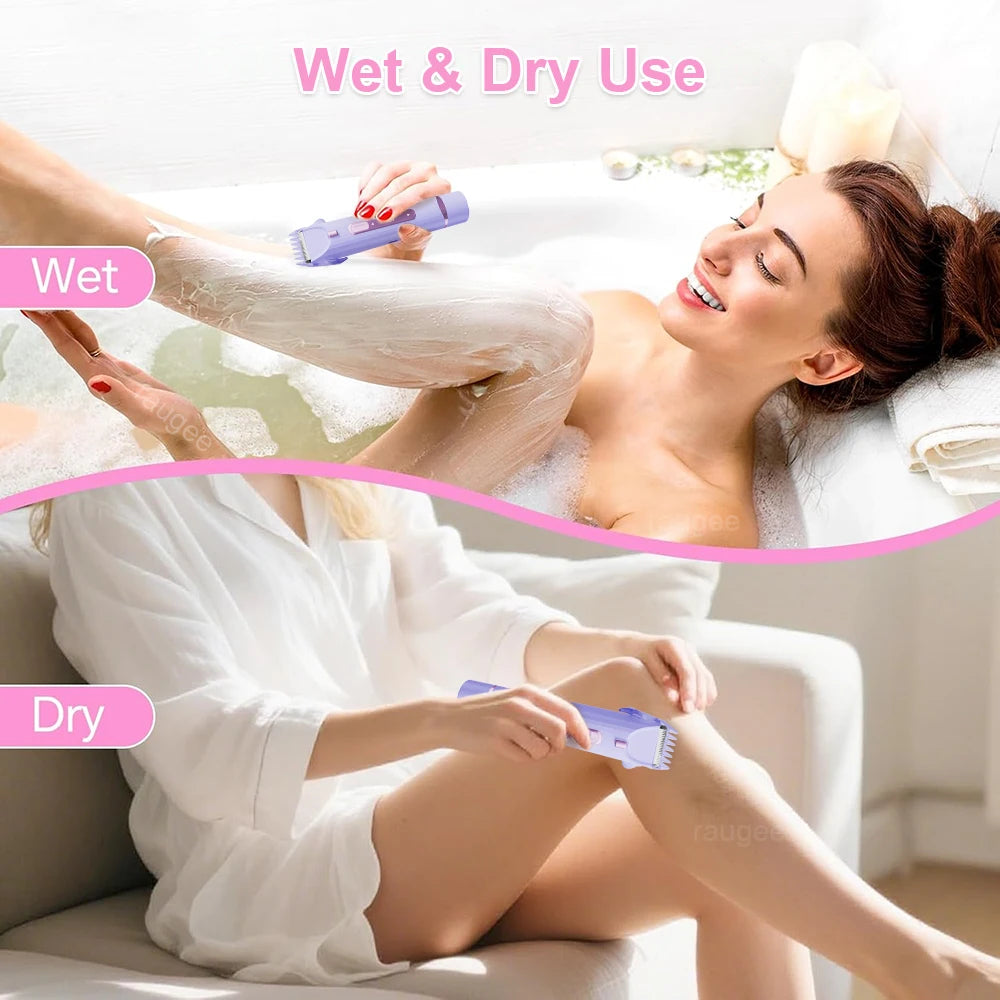 Electric Hair Shaver 2 in 1 Dual-Head Women Razor Body Bikini Hair Remover USB Rechargeable Painless Legs Underarm Hair Trimmer