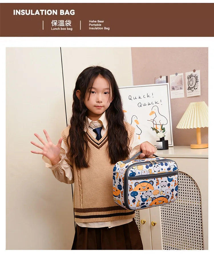 New lunch box bag large capacity kindergarten schoolbag storage bag and high appearance level lunch bag