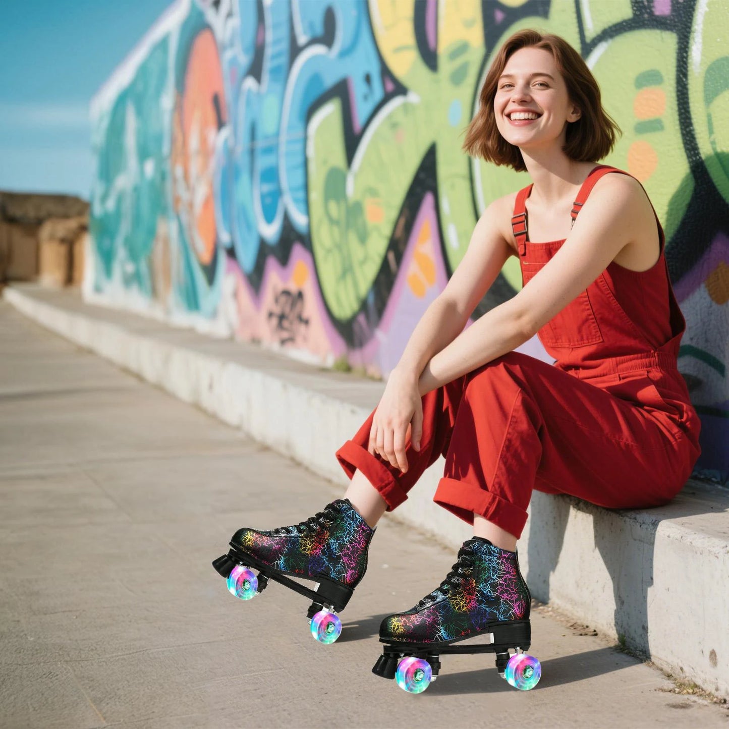Flashing Quad Roller Skates Adult Flashing 4 Wheels Skates For Women Men Outdoor Sports Ice Skating Rink Quad Sneakers