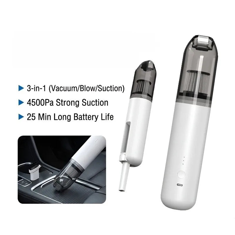 Handheld Cordless Car Vacuum Cleaner Strong Suction Power USB Rechargeable Hair Remover and Dust Collector for Home/Car Use