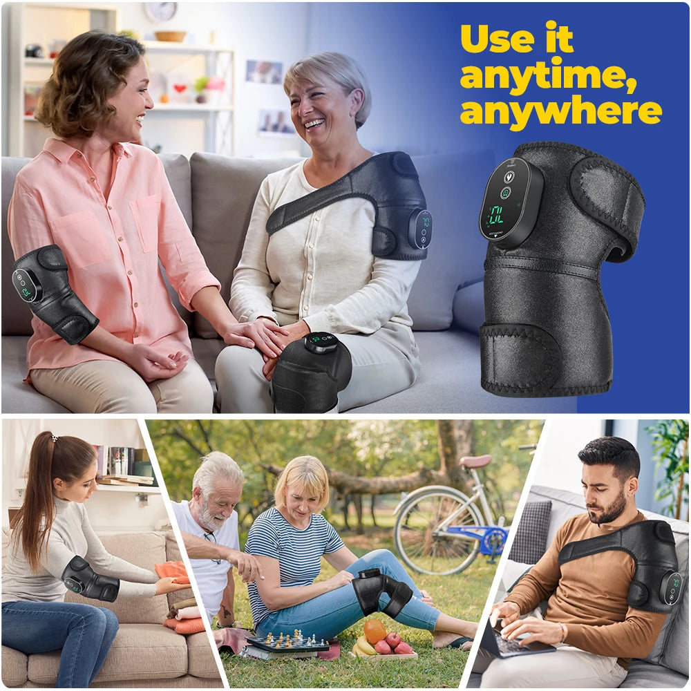 3 in 1 Heating Pad Shoulder Knee Elbow Brace for Arthritis Hot Compresss Joint Massage Strap Promote Blood Circulation Kneepad