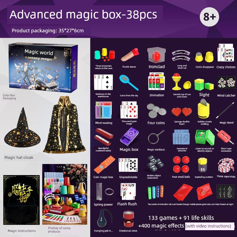Children's Magic Props Toy Gift Box Close-Up Kindergarten Performance Set Magic Tricks Boy's Birthday Gift Shocking