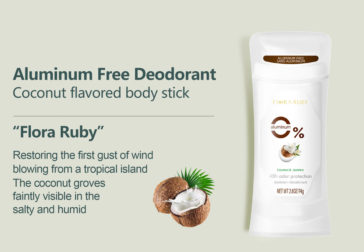 2PCS/Set Body Odor Remover，Deodorant stick，Aluminum Free，48H Natural Flower Scent Deodorize, Long Lasting and Refreshing Dryness