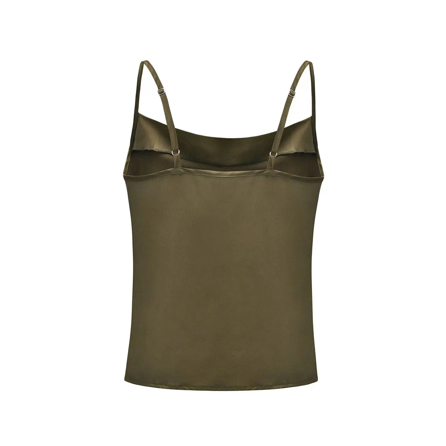 Summer Sexy Satin Strap Vest Top Sleeveless Inner Wear Base Tank Top Backless Splice Straight Cut Regular Length Women's Vest