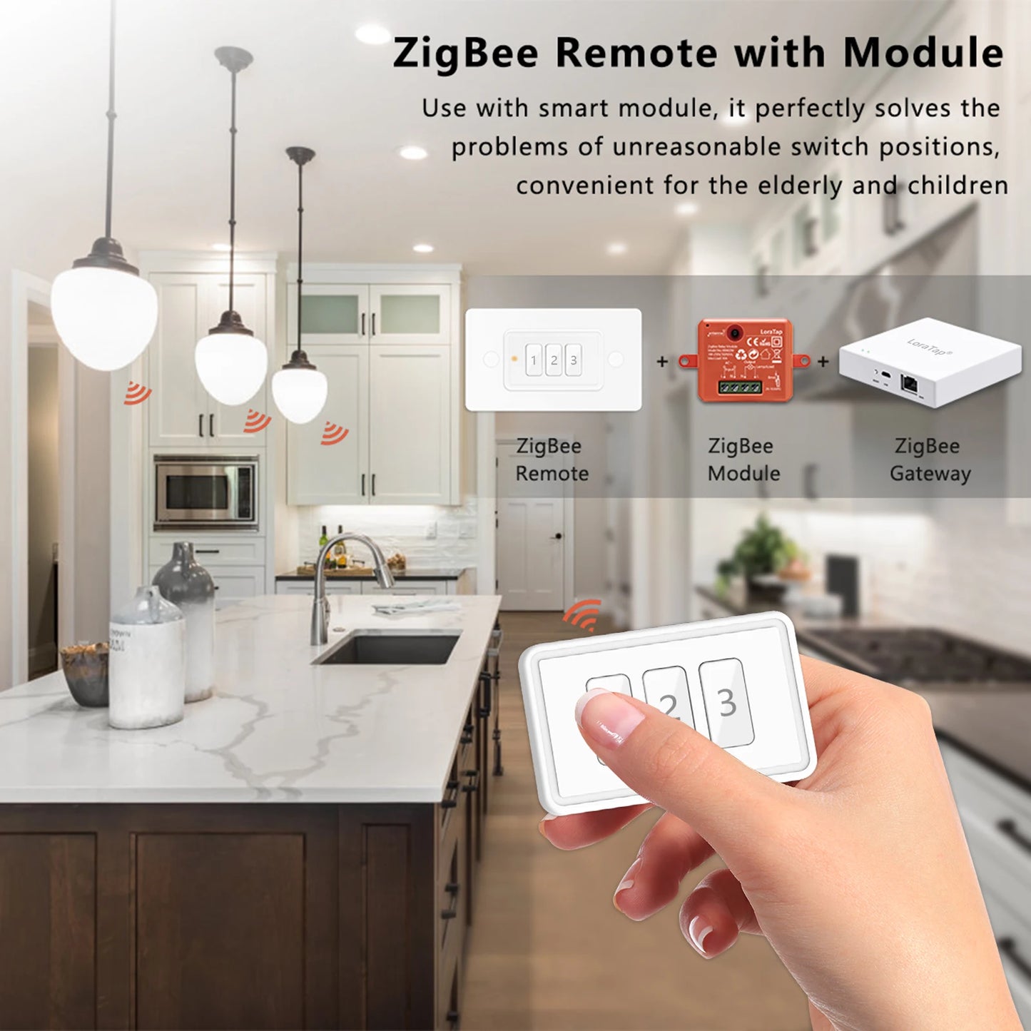 LoraTap ZigBee US Scene Switch Works with Tuya/Smart Life Alexa/Google Home Wireless Remote for Smart Home Automation