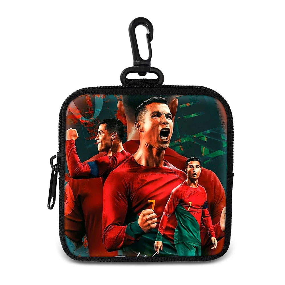 Ronaldo Money Coin Purse with Key Ring Pocket Purse mini headphone bag Football Star storage bag Credit Card Holoder Man Women