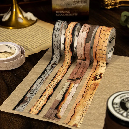 4Pc/Set Former Book Pavilion Series Paper Tape Washi Masking Decorative Collage Adhesive DIY Scrapbooking Hand Made Stationery