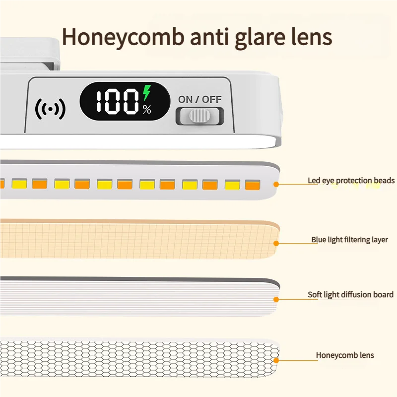 Touch Table Lamp Magnetic Desk Lamp Bulit-in 2500mAh Battery for Reading Cabinet Mirror Bedside Rechargeable Night Lights