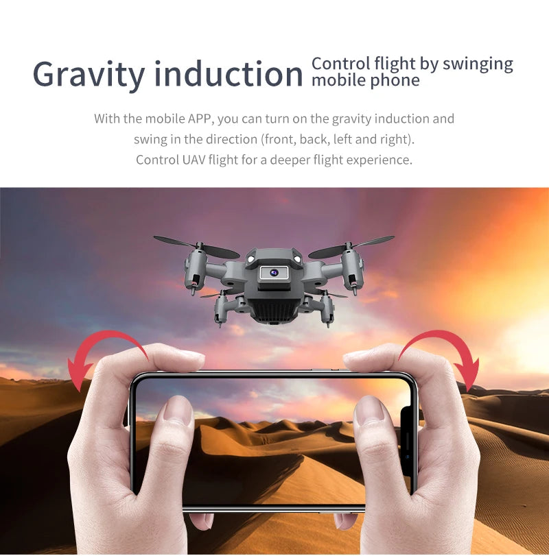 Mini Drone 4k HD Camera Aerial Aircraft Air Pressure Fixed Height Folding Pocket Remote Control Airplane Toys for Kids Gift