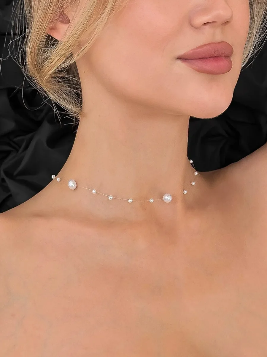 Elegant Cute  White Imitation Pearl Beads Choker Clavicle Chain Necklace For Women Wedding Jewelry Collar 2023 New