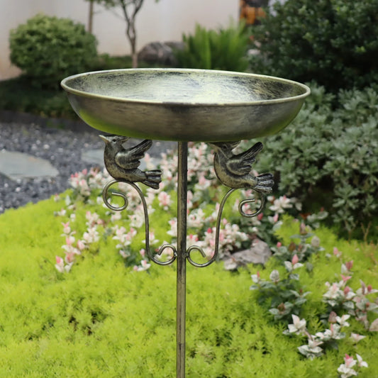 1 Piece Bronze Bird Bath and Feeder, Iron Structure, Suitable for Garden Art and Outdoor Decoration, Ideal Gift for Bird Lovers, Christmas and Other Holiday Souvenirs |   Cold-Resistant/Garden/Large Bird Bath |   Outdoor Bird