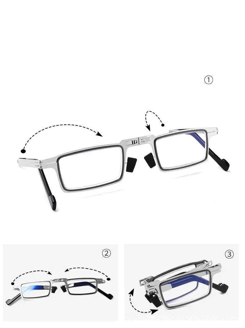 Steel Metal Folding Reading Glasses Hd Anti-blue Light Portable Fashionable Men's And Women's Reading Glasses Set
