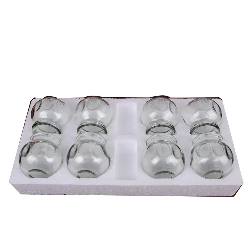 6/8/12pcs Thick Glass Cupping Beauty Can Chinese Traditional Healthcare Cupping Body Points Massage GuaSha Therapy gift fire rod