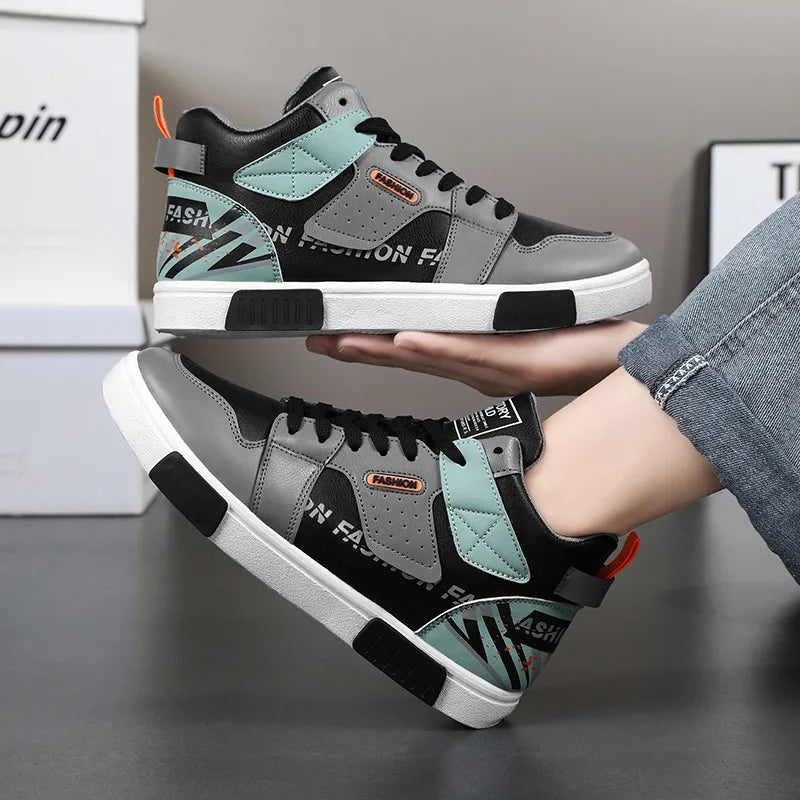 Men's Skateboarding Shoes 46 High Top Casual Sneakers Breathable Street Shoes Black Flats Shoes  Walking Shoes Chaussure Homme