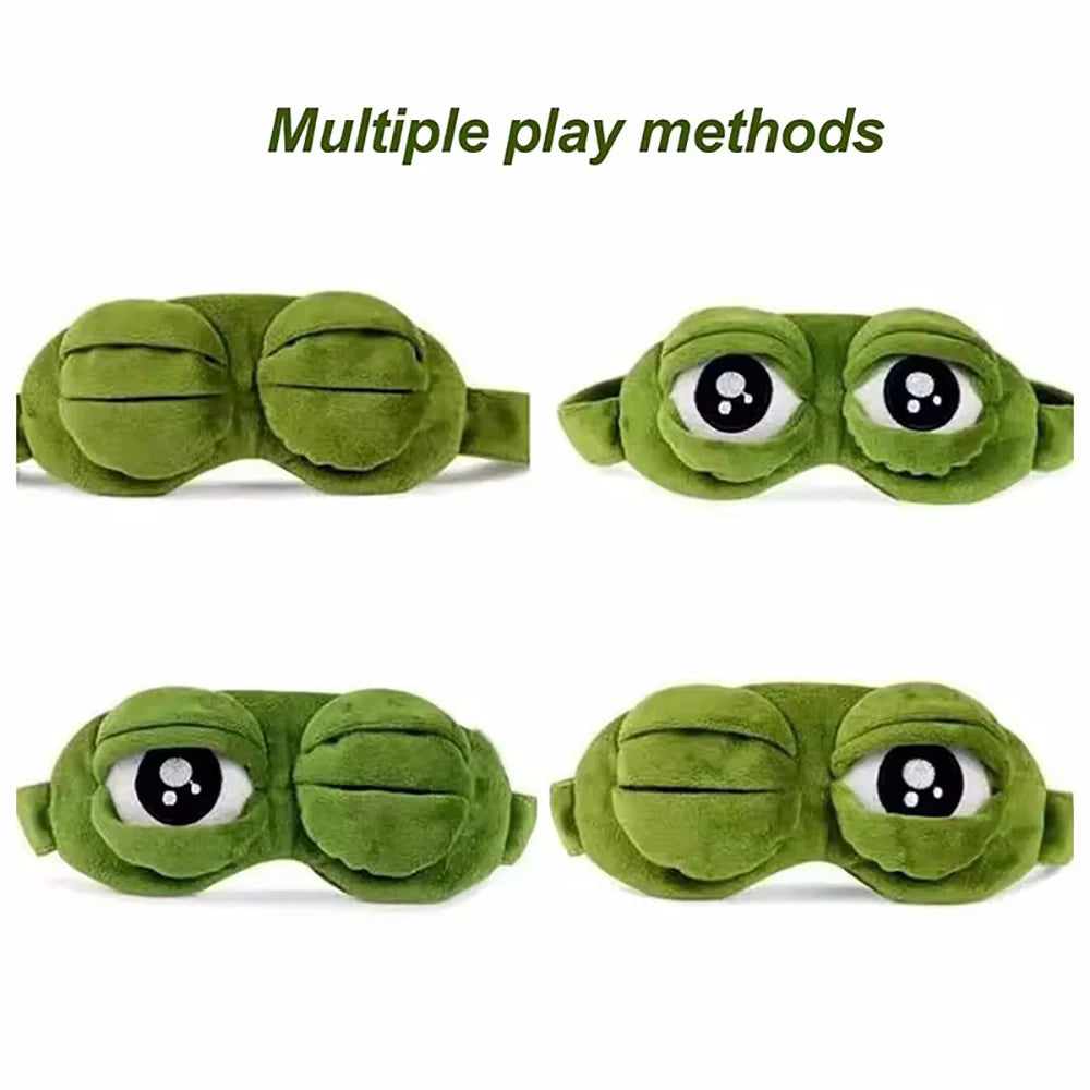 3D Sad Frog Sleep Eye Mask Travel Sleeping Eyeshade Cover Shade Eye Patch For Women Men Soft Portable Blindfold Naptime Eyepatch