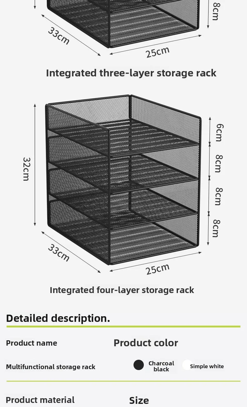 4 Tier Metal Paper Tray Desk Organizer, Stackable File Trays for Office Home, Multi-Functional Document Tray with Grid Design.