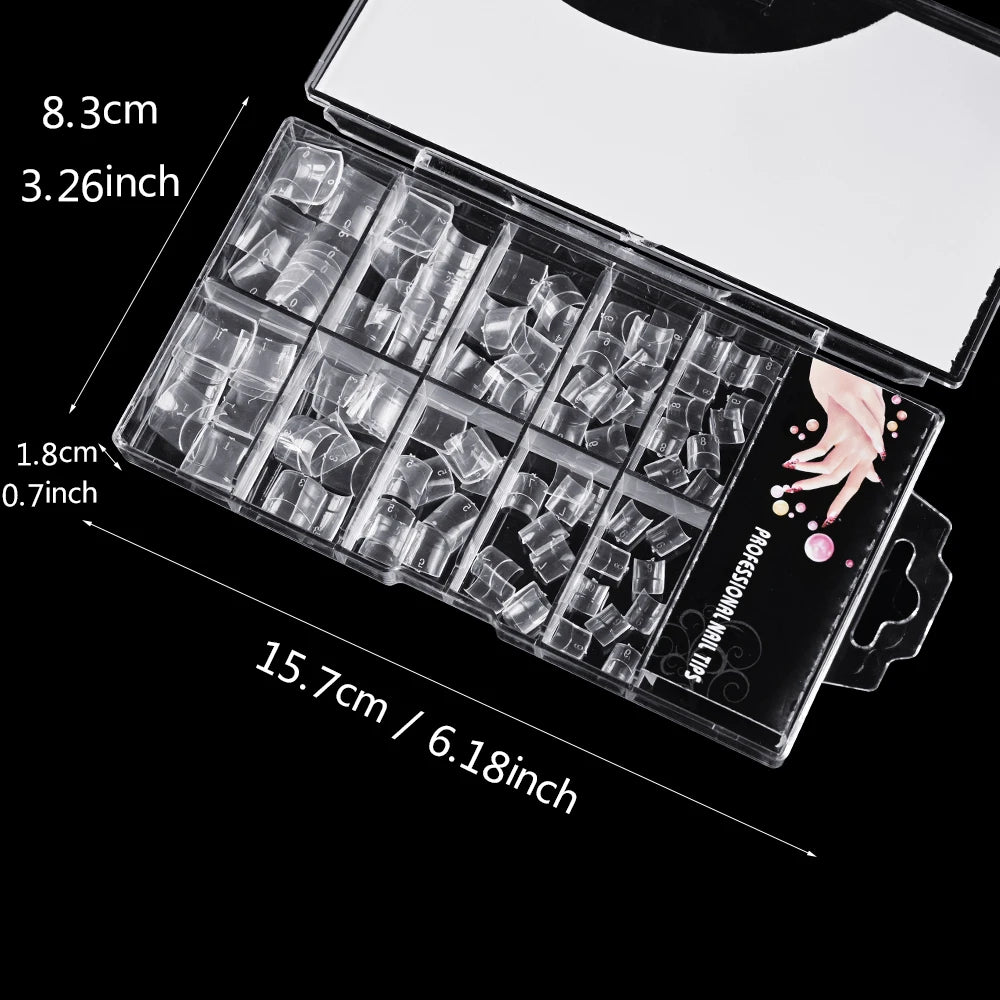 100Pcs Clear Short Square Nail Tips Half Cover Soft Gel French Fake Nail Tip Artificial Acrylic Press-Ons for Nail Extension DIY