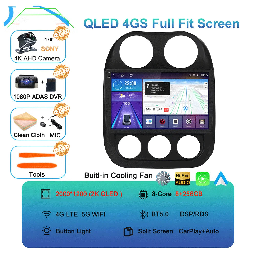 Android15 video Player Car Radio For Jeep Compass Patriot 2010 - 2016 Autoradio Stereo 2 Din GPS Navigation Carplay DSP WIFI+4G