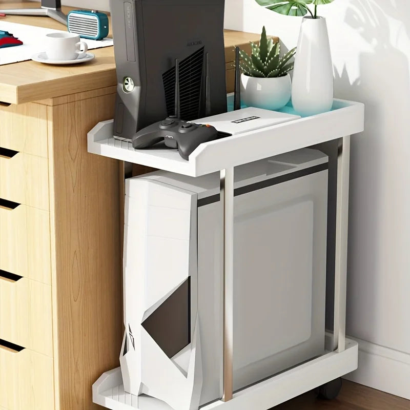 Computer Tower Stand, PC Stand with 2 Layers of CPU Stand and 6 Locking Feet Wheels Suitable for Most PCs