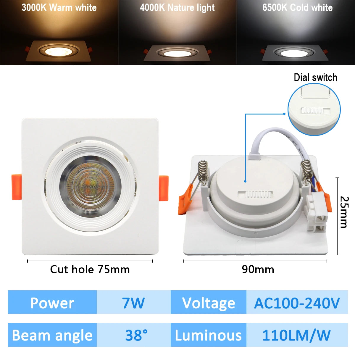 1-10pcs Led Surface Mounted Spot Downlight CCT 3000/4000/6500K Anti-glare Ceiling Lamp Foldable Spotlights for BedRoom Bathroom